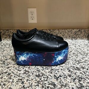 Hot Topic Black With Galaxy Sole Platform Sneakers